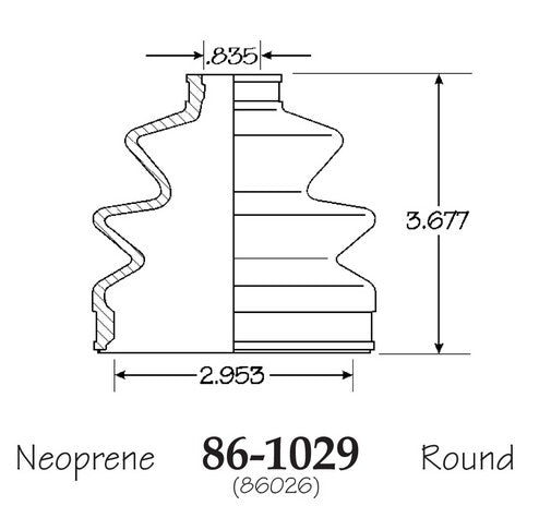 EMPI CV Joint Boot P/N:86-1029-D Fits: Honda Accord 85-81, Honda Civic 91-84, Honda Crx 91-88, Honda Prelude 87-83, Hyundai Tucson 09-05 - Image 1