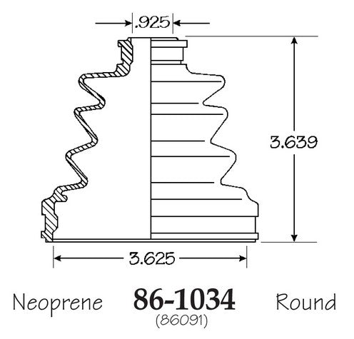 EMPI CV Joint Boot P/N:86-1034-D Fits: Dodge Colt 86-85, Mitsubishi Mirage 86-85, Plymouth Colt 86-85 - Image 1