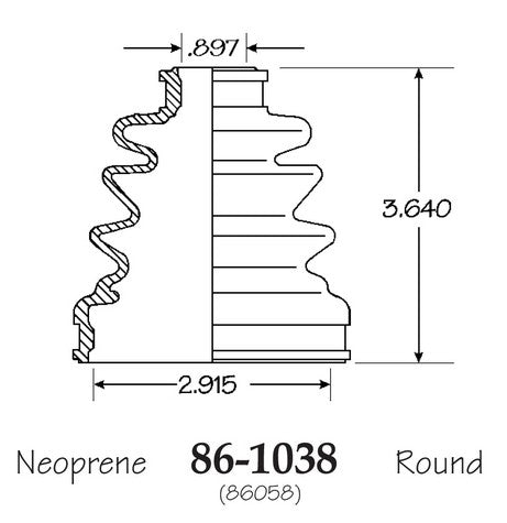 EMPI CV Joint Boot P/N:86-1038-D Fits: Acura Rl, Chevrolet Spectrum, Dodge Colt, Eagle Summit, Eagle Talon, Geo Spectrum, Geo Storm, Honda Fl400r Pilot, Hyundai Elantra - Image 1