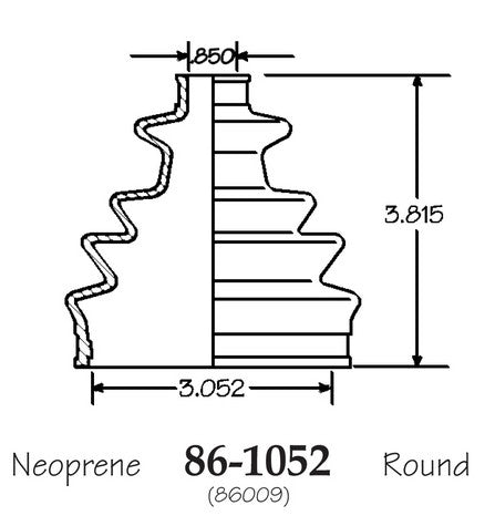 EMPI CV Joint Boot P/N:86-1052-D Fits: Chrysler E Class, Chrysler Laser, Chrysler Lebaron, Chrysler New Yorker, Dodge 400, Dodge 600, Dodge Aries, Dodge Daytona, Dodge Lancer, Dodge Neon - Image 1