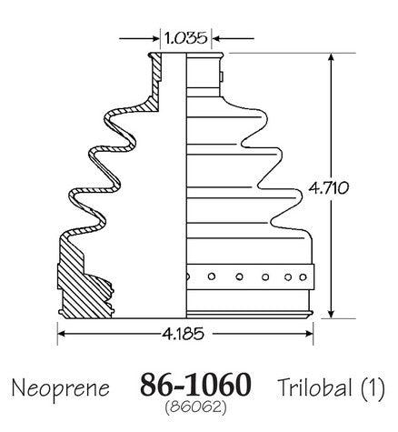 EMPI CV Joint Boot P/N:86-1060-D Fits: Buick Century, Buick Electra, Buick Lesabre, Buick Park Avenue, Buick Regal, Buick Riviera, Buick Skyhawk, Buick Skylark, Buick Somerset - Image 1