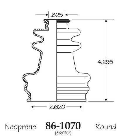 EMPI CV Joint Boot P/N:86-1070-D Fits: Chrysler E Class, Chrysler Executive Limousine, Chrysler Laser, Chrysler Lebaron, Chrysler New Yorker, Dodge 400, Dodge 600 - Image 1