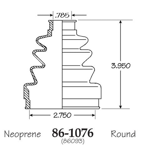 EMPI CV Joint Boot P/N:86-1076-D Fits: Chrysler E Class, Chrysler Laser, Chrysler Lebaron, Chrysler New Yorker, Dodge 400, Dodge 600, Dodge Aries, Dodge Daytona, Dodge Lancer, Dodge Omni - Image 1