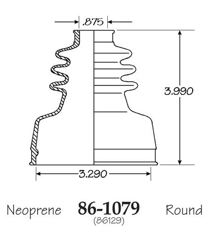 EMPI CV Joint Boot P/N:86-1079-D Fits: Chrysler E Class, Chrysler Executive Limousine, Chrysler Laser, Chrysler Lebaron, Chrysler New Yorker, Dodge 400, Dodge 600, Dodge Aries, Dodge Caravan, Dodge Charger - Image 1
