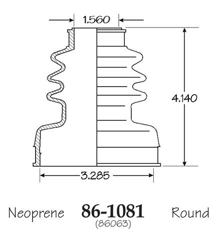 EMPI CV Joint Boot P/N:86-1081-D Fits: Chrysler E Class, Chrysler Executive Limousine, Chrysler Laser, Chrysler Lebaron, Chrysler New Yorker, Dodge 400, Dodge 600, Dodge Aries, Dodge Caravan, Dodge Charger - Image 1
