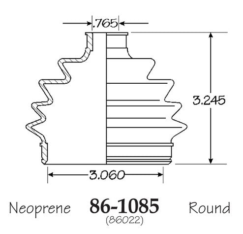 EMPI CV Joint Boot P/N:86-1085-D Fits: Audi 4000, Audi 80 Quattro, Audi 90 Quattro, Audi Coupe, Audi Fox, Audi Tt Quattro, Pontiac Lemans, Volkswagen Atlantic, Volkswagen Dasher - Image 1