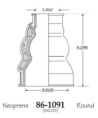 EMPI CV Joint Boot P/N:86-1091-D Fits: Porsche 356, Porsche 356a, Porsche 356b, Porsche 356c, Volkswagen Beetle, Volkswagen Fastback, Volkswagen Karmann Ghia, Volkswagen Squareback, Volkswagen Transporter - Image 1