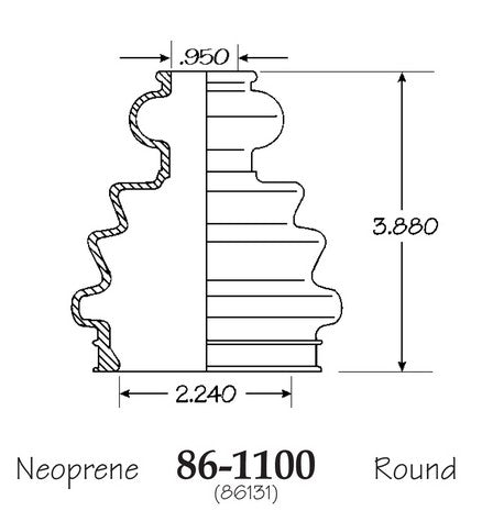 EMPI CV Joint Boot P/N:86-1100-D Fits: Alfa Romeo 164, Audi 100, Audi 100 Quattro, Audi 200, Audi 200 Quattro, Audi 4000 Quattro, Audi 5000, Audi 5000 Quattro, Audi 80, Audi 90 - Image 1