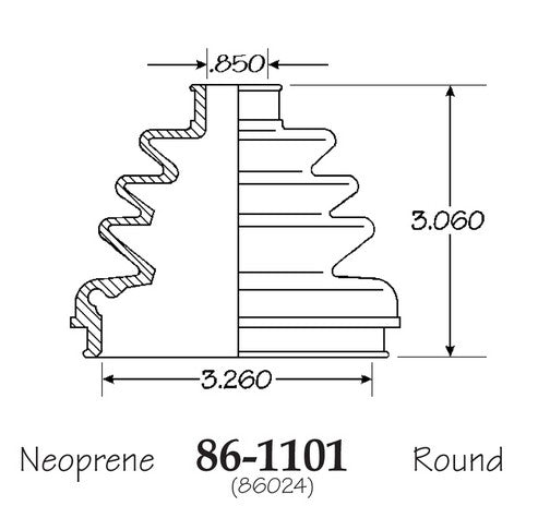 EMPI CV Joint Boot P/N:86-1101-D Fits: Audi 100, Audi 100 Quattro, Audi 100 Series, Audi 4000, Audi 4000 Quattro, Audi 5000, Audi 5000 Quattro, Audi 90 Quattro, Audi Coupe, Eagle Medallion - Image 1