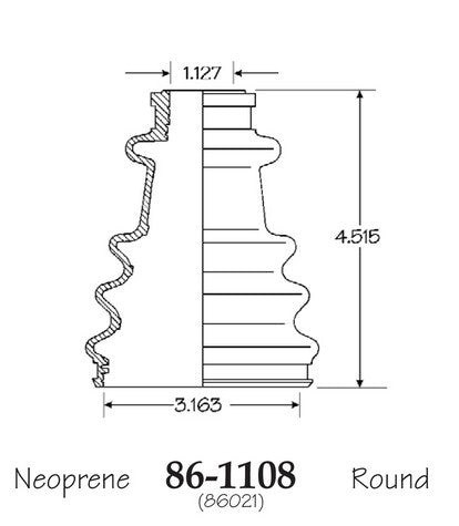 EMPI CV Joint Boot P/N:86-1108-D Fits: Renault Alliance 87-83, Renault Encore 86-84, Renault R18 1981, Renault R18i 83-81 - Image 1