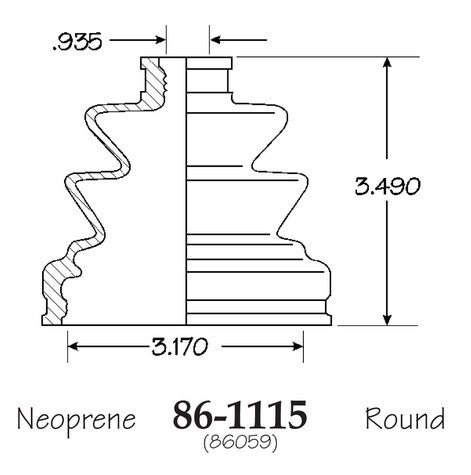 EMPI CV Joint Boot P/N:86-1115-D Fits: Acura Legend, Chrysler Conquest, Dodge Conquest, Dodge Power Ram 50, Dodge Raider, Dodge Ram 50, Hyundai Elantra - Image 1