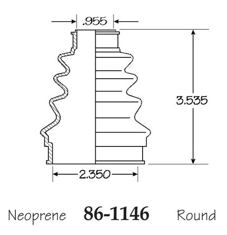 EMPI CV Joint Boot P/N:86-1146-D Fits: Fiat Strada 81-79, Fiat X-1/9 83-79 - Image 1