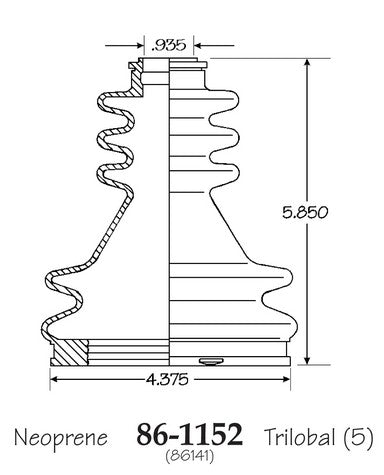 EMPI CV Joint Boot P/N:86-1152-D Fits: American Motors Eagle 87-80, Dodge Dakota 90-87 - Image 1