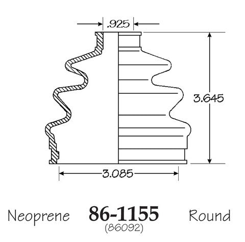 EMPI CV Joint Boot P/N:86-1155-D Fits: Jeep Cherokee 87-84, Jeep Grand Cherokee 01-93, Jeep Wagoneer 87-84 - Image 1