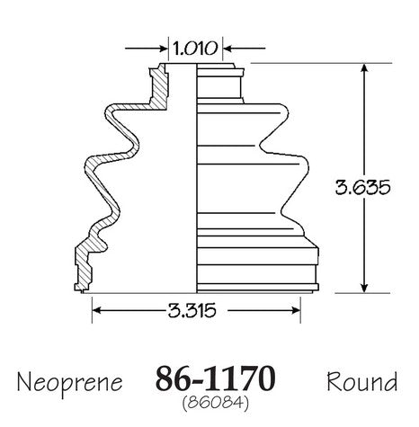 EMPI CV Joint Boot P/N:86-1170-D Fits: Chrysler Conquest, Dodge Conquest, Infiniti Fx35, Infiniti G35, Infiniti M45, Infiniti Q40, Infiniti Q45, Mitsubishi Starion, Nissan 350z, Nissan D21, Nissan Pathfinder, Nissan Pickup, Plymouth Conquest - Image 1