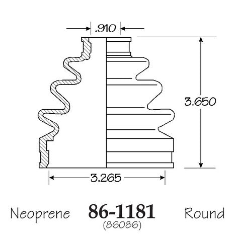 EMPI CV Joint Boot P/N:86-1181-D Fits: Acura Integra 99-86, Honda Accord 89-86, Honda Civic 97-88, Honda Civic Del Sol 96-93, Honda Prelude 89-85, Infiniti G20 02-99 - Image 1