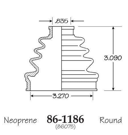 EMPI CV Joint Boot P/N:86-1186-D Fits: Audi 4000 Quattro 87-84, Saab 900 93-88, Saab 9000 93-86 - Image 1