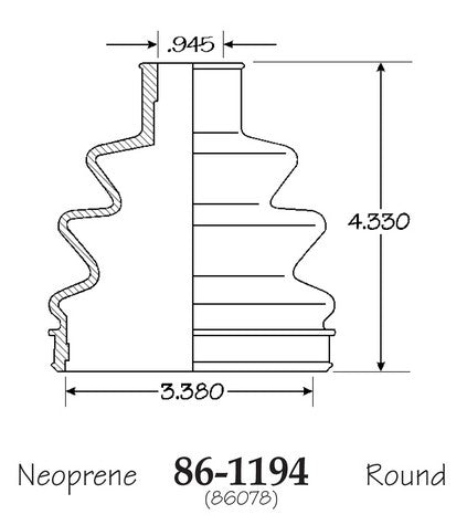 EMPI CV Joint Boot P/N:86-1194-D Fits: Geo Prizm 92-89, Pontiac Lemans 93-88, Toyota Corolla 92-89 - Image 1