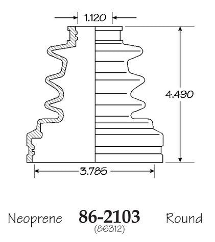 EMPI CV Joint Boot P/N:86-2103-D Fits: Toyota 4runner 95-86, Toyota Celica 92-86, Toyota Cressida 92-89, Toyota Pickup 95-86, Toyota Supra 92-86, Toyota T100 98-93 - Image 1