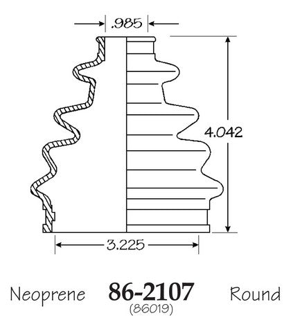 EMPI CV Joint Boot P/N:86-2107-D Fits: Ford Escort, Ford Exp, Ford Taurus, Ford Tempo, Lincoln Continental, Mercury Lynx, Mercury Sable, Mercury Topaz, Toyota Camry - Image 1
