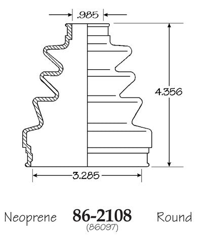 EMPI CV Joint Boot P/N:86-2108-D Fits: Ford Escort, Ford Exp, Ford Taurus, Ford Tempo, Ford Windstar, Lincoln Continental, Mercury Lynx, Mercury Sable, Mercury Topaz, Toyota Camry - Image 1