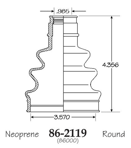 EMPI CV Joint Boot P/N:86-2119-D Fits: Chevrolet Blazer 96-87, Chevrolet S10 96-85, Chevrolet S10 Blazer 94-85, GMC Jimmy 96-85, GMC S15 90-85, GMC Sonoma 96-91, GMC Syclone 1991, GMC Typhoon 93-92, Oldsmobile Bravada 1996, Oldsmobile Bravada 94-91 - Image 1