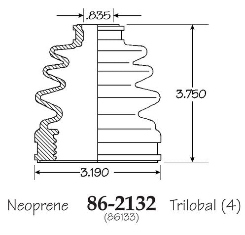 EMPI CV Joint Boot P/N:86-2132-D Fits: Dodge Colt, Eagle Summit, Ford Escort, Ford Festiva, Geo Storm, Hyundai Accent, Hyundai Elantra, Hyundai Elantra Gt, Hyundai Veloster - Image 1