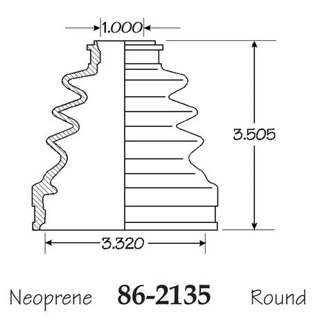 EMPI CV Joint Boot P/N:86-2135-D Fits: Ford Probe 92-89, Mazda 6 07-06, Mazda 626 91-88, Mazda 626 97-93, Mazda 929 95-88, Mazda Mx-6 97-88, Mazda Rx-7 91-86 - Image 1