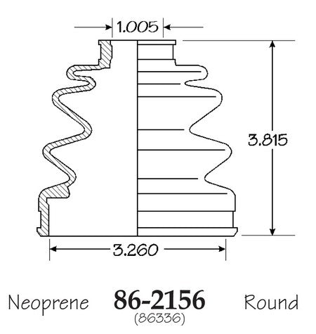 EMPI CV Joint Boot P/N:86-2156-D Fits: Dodge Ram 50 92-90, Mitsubishi Mighty Max 89-87, Mitsubishi Mighty Max 94-91, Mitsubishi Montero 91-87 - Image 1