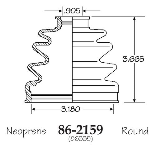 EMPI CV Joint Boot P/N:86-2159-D Fits: Acura Integra, Daewoo Leganza, Ford Probe, Honda Civic, Hyundai Elantra, Hyundai Scoupe, Hyundai Sonata, Hyundai Tiburon - Image 1