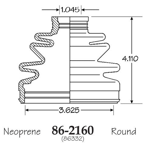 EMPI CV Joint Boot P/N:86-2160-D Fits: Dodge Stealth 92-91, Mitsubishi 3000gt 92-91, Mitsubishi Diamante 95-92, Nissan Pathfinder 10-05 - Image 1