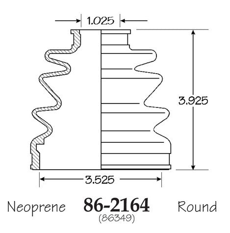 EMPI CV Joint Boot P/N:86-2164-D Fits: Ford Probe, Honda Passport, Hyundai Santa Fe, Hyundai Sonata, Isuzu Amigo, Isuzu Pickup, Isuzu Rodeo, Isuzu Trooper, Kia Optima, Mazda 626, Mazda Mx-6 - Image 1