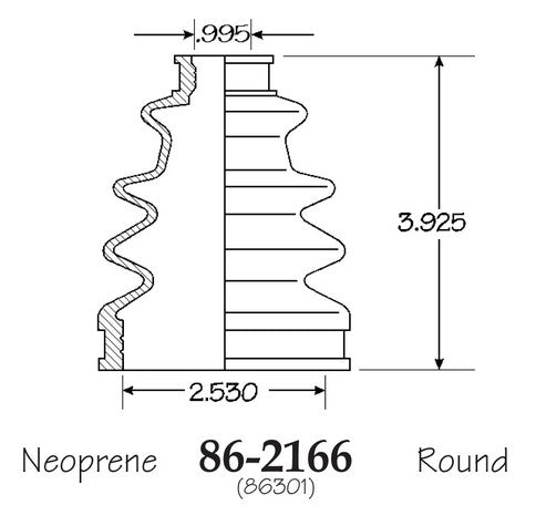 EMPI CV Joint Boot P/N:86-2166-D Fits: Lexus Es250 91-90, Lexus Es300 93-92, Lexus Ls400 94-90, Lexus Rx300 03-99, Toyota Camry 93-88, Toyota Celica 1997, Toyota Celica 93-88, Toyota Highlander 03-01, Toyota Mr2 89-88, Toyota Mr2 94-91, Toyota Supra 1997 - Image 1