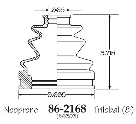 EMPI CV Joint Boot P/N:86-2168-D Fits: Toyota Celica 01-98, Toyota Corolla 92-88, Toyota Rav4 00-96 - Image 1