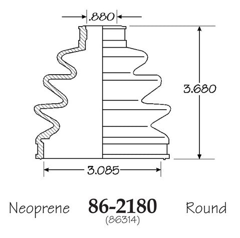 EMPI CV Joint Boot P/N:86-2180-D Fits: Eagle Talon 94-92, Geo Storm 92-91, Isuzu Impulse 92-90, Kia Sephia 95-94, Mazda Protege 94-90, Mitsubishi Eclipse 94-90, Mitsubishi Galant 92-89, Plymouth Laser 94-92 - Image 1