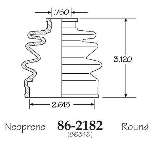 EMPI CV Joint Boot P/N:86-2182-D Fits: Ford Aspire 97-94, Ford Festiva 93-88, Suzuki Aerio 07-03 - Image 1
