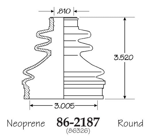 EMPI CV Joint Boot P/N:86-2187-D Fits: Chrysler Lebaron, Chrysler New Yorker, Chrysler TOWN &amp; COUNTRY, Dodge 600, Dodge Aries, Dodge Caravan, Dodge Daytona, Dodge Dynasty, Dodge Grand Caravan - Image 1