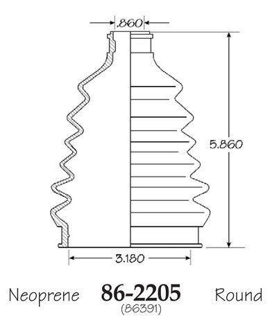 EMPI CV Joint Boot P/N:86-2205-D Fits: Buick Century, Buick Skyhawk, Buick Skylark, Buick Somerset, Buick Somerset Regal, Cadillac Cimarron, Chevrolet Beretta, Chevrolet Cavalier, Chevrolet Celebrity, Chevrolet Citation Ii - Image 1