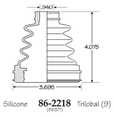 EMPI CV Joint Boot P/N:86-2218-D Fits: Chrysler Lebaron 1991, Dodge Daytona 93-91, Dodge Dynasty 93-91, Dodge Shadow 94-91, Plymouth Sundance 94-91 - Image 1