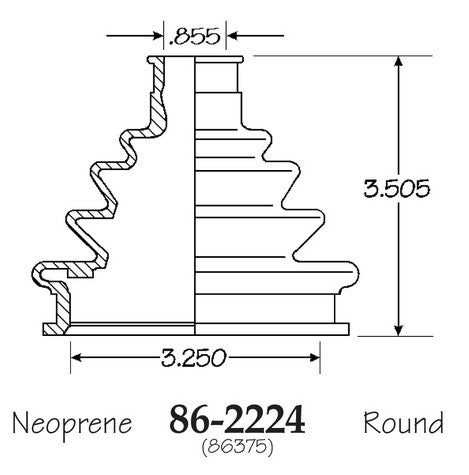 EMPI CV Joint Boot P/N:86-2224-D Fits: Audi 80 92-88, Audi 80 Quattro 92-88, Audi 90 91-88, Audi 90 Quattro 95-88, Audi Coupe Quattro 91-90 - Image 1