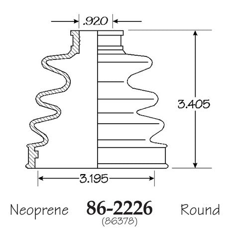 EMPI CV Joint Boot P/N:86-2226-D Fits: Ford Probe 97-93, Mazda 626 02-93, Mazda Mx-6 97-93, Toyota Camry 01-90 - Image 1