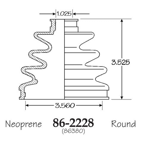 EMPI CV Joint Boot P/N:86-2228-D Fits: Lexus Es300 96-94, Toyota Avalon 97-95, Toyota Camry 96-92 - Image 1