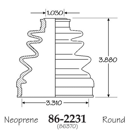 EMPI CV Joint Boot P/N:86-2231-D Fits: Ford Probe 97-93, Hyundai Santa Fe 08-07, Mitsubishi Montero Sport 04-97, Nissan Stanza 92-90 - Image 1