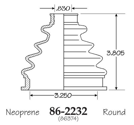 EMPI CV Joint Boot P/N:86-2232-D Fits: Audi 80 1988, Audi 90 1988, Volkswagen Passat 94-90 - Image 1