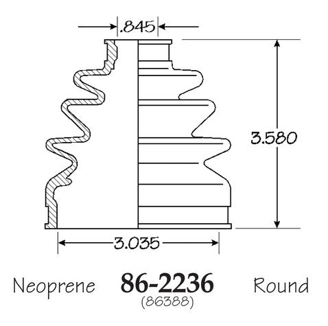 EMPI CV Joint Boot P/N:86-2236-D Fits: Hyundai Accent 99-95, Mazda Mx-3 95-92, Mazda Protege 95-90, Suzuki Grand Vitara 05-99, Suzuki Xl-7 03-02 - Image 1