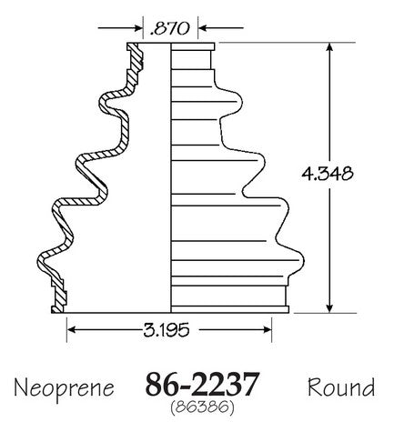 EMPI CV Joint Boot P/N:86-2237-D Fits: Chrysler Lebaron 93-92, Dodge Caravan 95-92, Dodge Spirit 94-91, Plymouth Acclaim 94-92, Plymouth Voyager 95-92 - Image 1