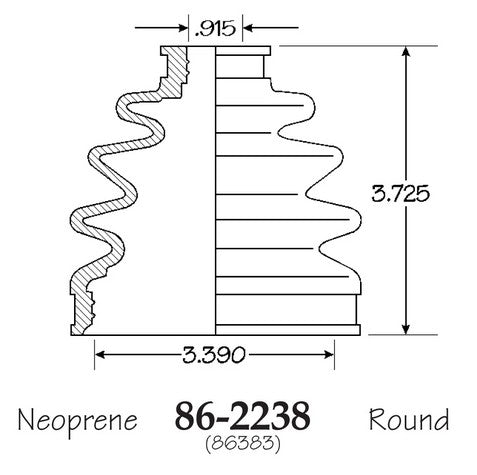EMPI CV Joint Boot P/N:86-2238-D Fits: Nissan Axxess 1990 - Image 1