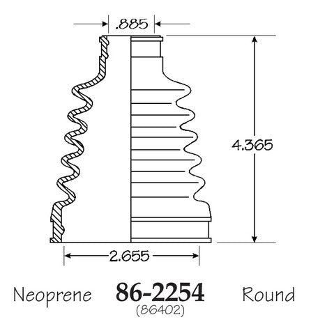 EMPI CV Joint Boot P/N:86-2254-D Fits: Audi Tt, Chevrolet Cavalier, Ford Escape, Honda Trx450fe Fourtrax Foreman Es, Honda Trx450fm Fourtrax Foreman S, Jaguar Xf, Jaguar Xj, Kawasaki Kvf650 Brute Force 4x4i, Kawasaki Kvf750 Brute Force 4x4i - Image 1