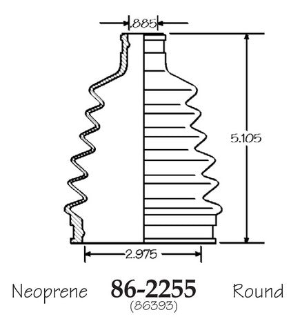 EMPI CV Joint Boot P/N:86-2255-D Fits: Chrysler Cirrus, Chrysler Sebring, Dodge Colt, Dodge Dart, Eagle Summit, Ford Escape, Ford Escort, Ford Tempo, Mazda Tribute, Mercury Topaz - Image 1