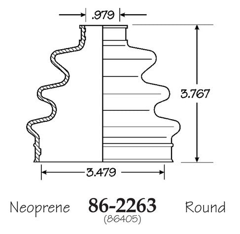 EMPI CV Joint Boot P/N:86-2263-D Fits: Chrysler Lebaron 94-91, Chrysler TOWN &amp; COUNTRY 99-96, Dodge Caravan 99-96, Dodge Grand Caravan 99-96, Dodge Spirit 1991, Plymouth Acclaim 1991, Plymouth Grand Voyager 99-96, Plymouth Voyager 99-96 - Image 1